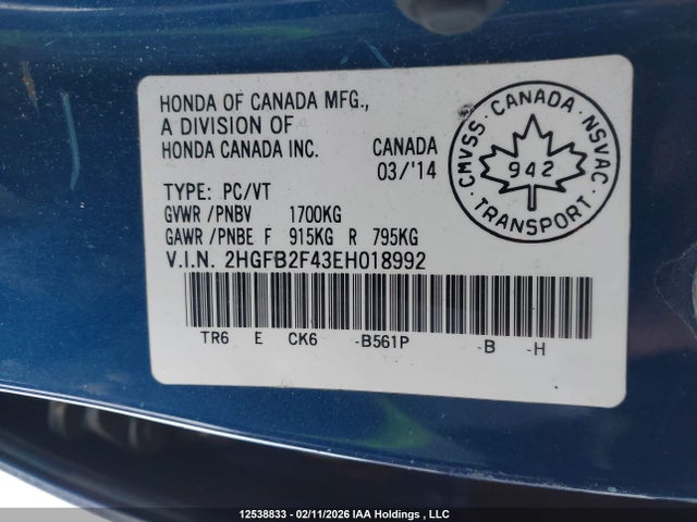 2HGFB2F43EH018992 Honda Civic Lx