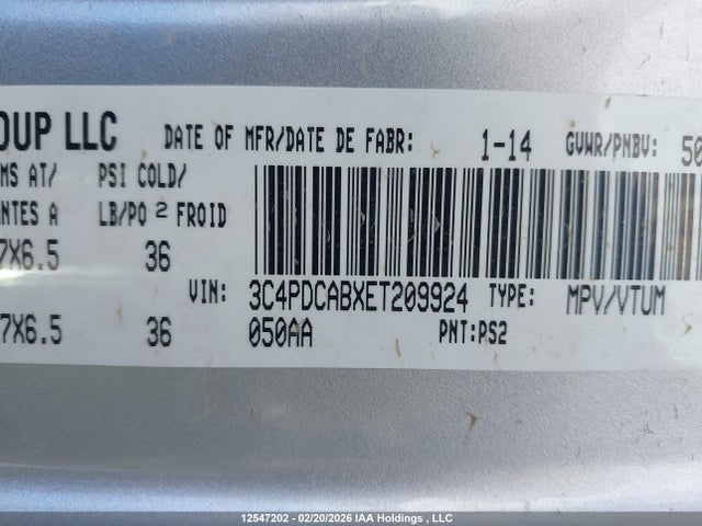 Продажа на аукционе авто 2014 Dodge Journey Se, vin: 3C4PDCABXET209924, номер лота: 12547202