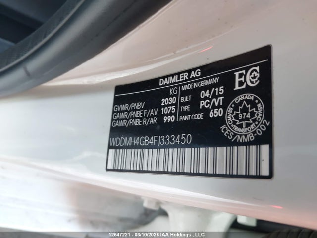 WDDMH4GB4FJ333450 Mercedes-Benz B 250 4matic Sports Tourer