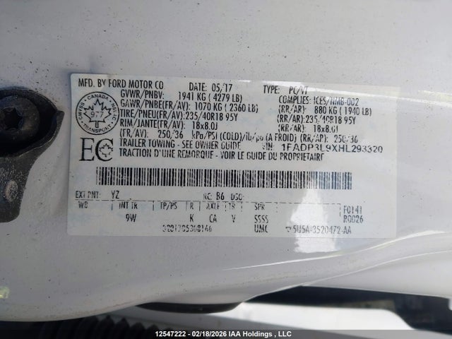 1FADP3L9XHL293320 Ford Focus St St