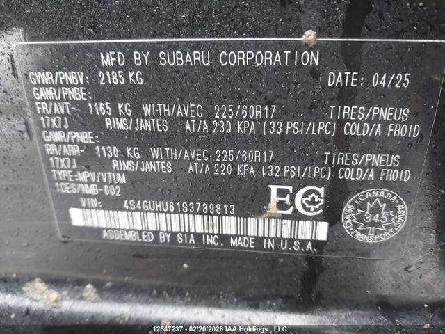 4S4GUHU61S3739813 Subaru Crosstrek Wilderness
