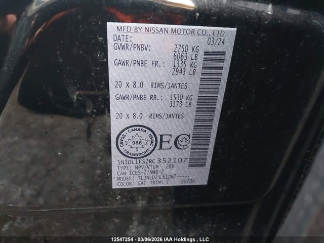 5N1DL1FS2RC352107 Infiniti QX60 LUXE