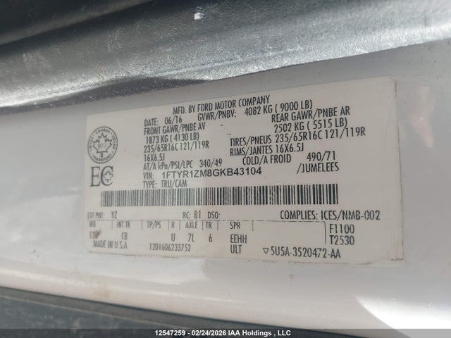 1FTYR1ZM8GKB43104 Ford Transit-250