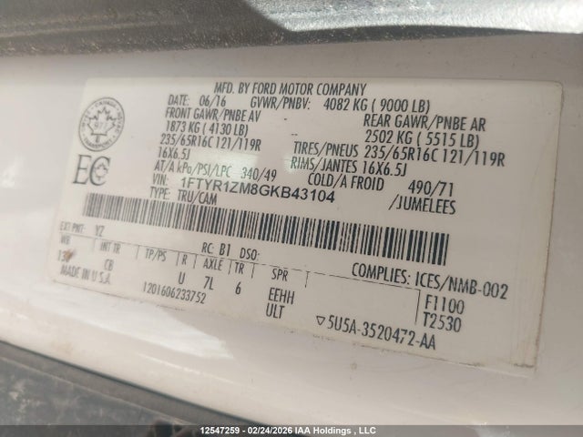 1FTYR1ZM8GKB43104 Ford Transit-250