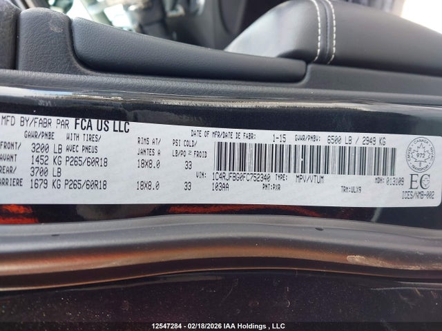 Jeep Grand Cherokee Limited 2015 1C4RJFBG0FC752340 Image 19