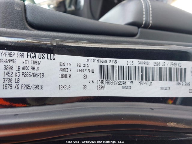 Jeep Grand Cherokee Limited 2015 1C4RJFBG0FC752340 Image 9