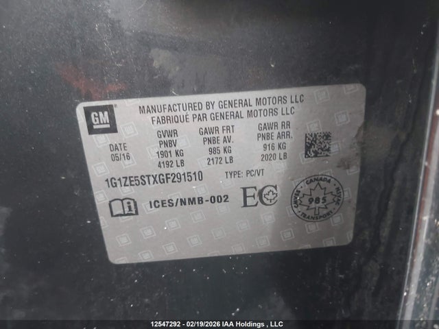 1G1ZE5STXGF291510 Chevrolet MALIBU 1LT