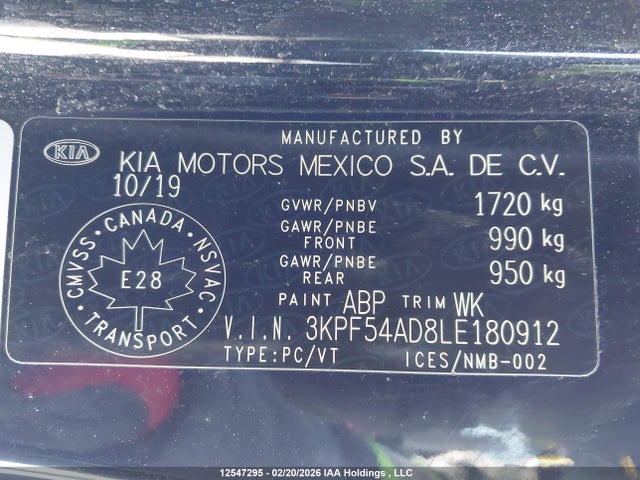 3KPF54AD8LE180912 KIA Forte Ex/ex Limited/ex Premium/ex+