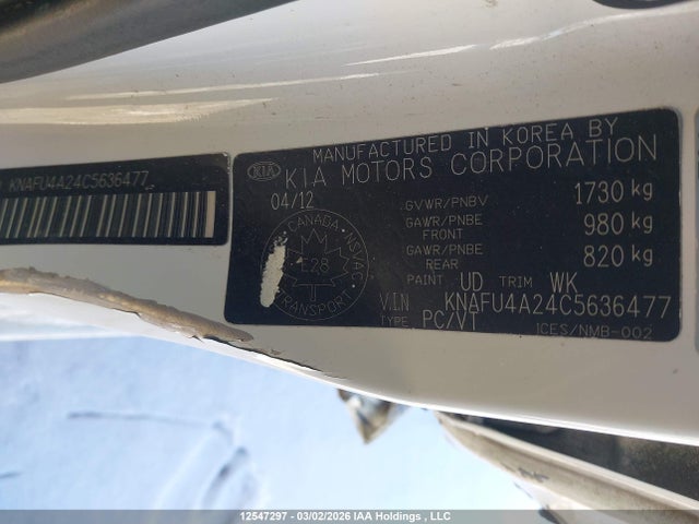 Aukcja sprzedaży 2012 Kia Forte 2.0l Ex, vin: KNAFU4A24C5636477, numer aukcji: 12547297