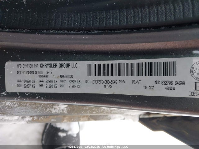 Продаж на аукціоні авто 2012 Chrysler 200 Limited, vin: 1C3CCBCG4CN245646, номер лоту: 12547304