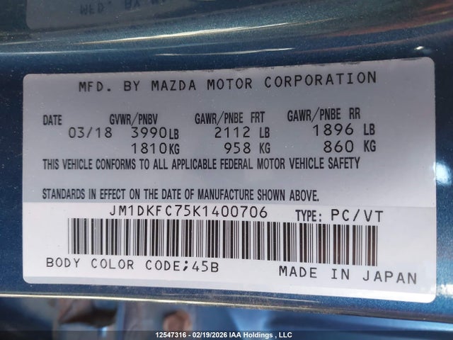 JM1DKFC75K1400706 Mazda Cx-3 Gs
