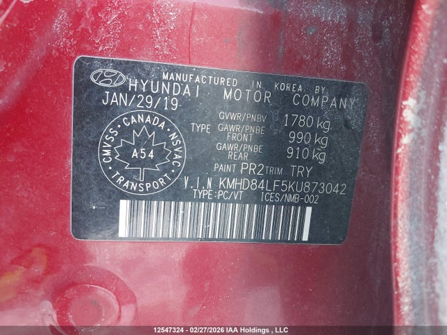 KMHD84LF5KU873042 Hyundai Elantra Preferred