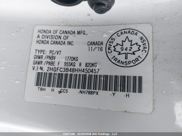 2HGFC3B48HH450457 Honda Civic Ex-t