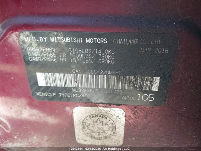 ML32F3FJ9HH001723 Mitsubishi Mirage G4 Es