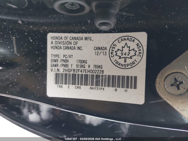 Honda Civic 2014 2HGFB2F47EH002228 Image 9