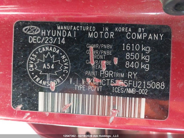KMHCT5AE5FU215088 Hyundai Accent Le