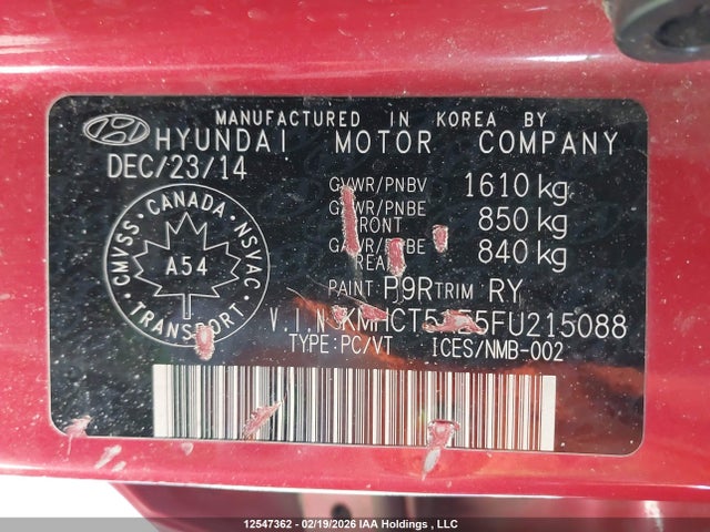 KMHCT5AE5FU215088 Hyundai Accent Le