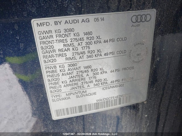 Продаж на аукціоні авто 2014 Audi Q7 Prestige, vin: WA1DGCFE4ED020117, номер лоту: 12547367