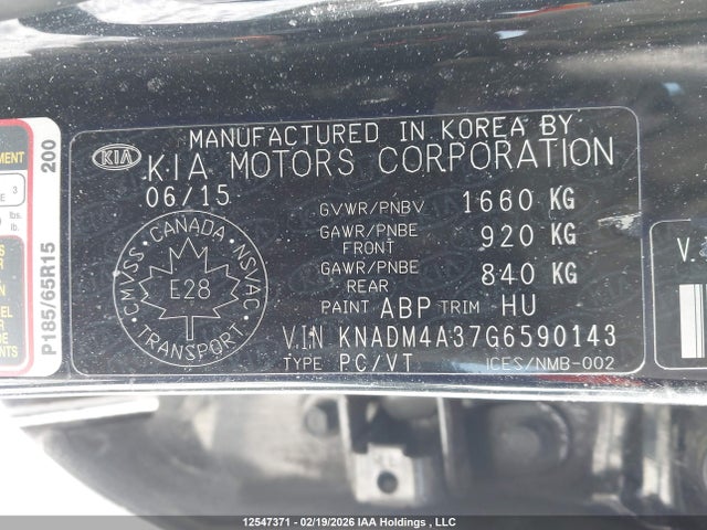 KNADM4A37G6590143 KIA Rio
