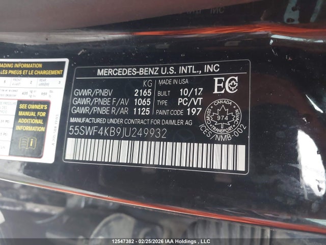 55SWF4KB9JU249932 Mercedes-Benz C 300 4matic