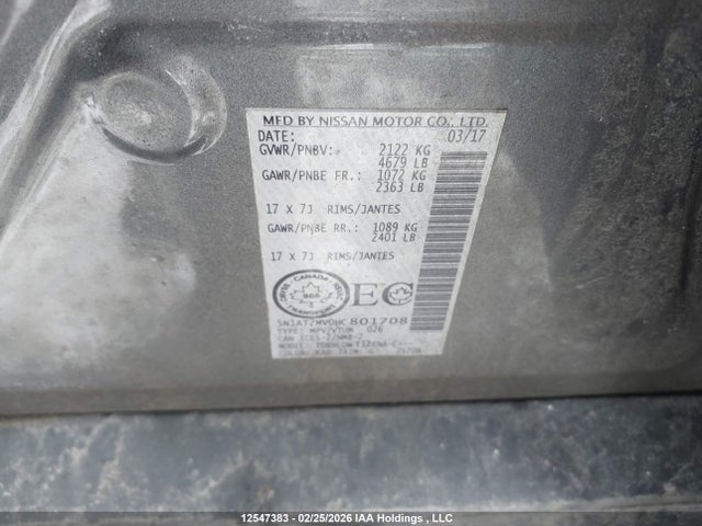 5N1AT2MV0HC801708 Nissan Rogue