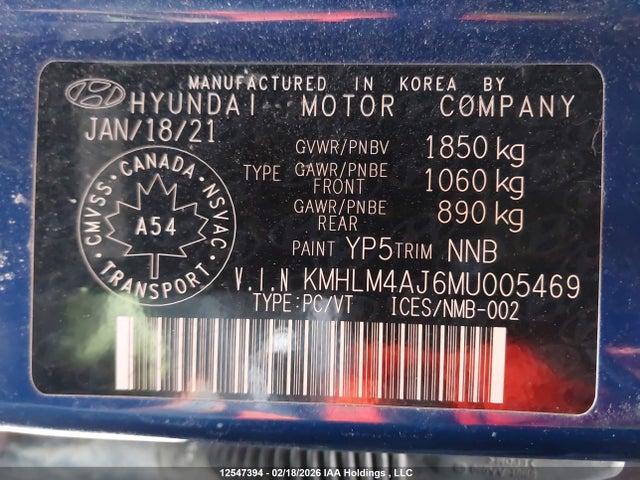 2021 Hyundai Elantra Hybrid მანქანა იყიდება აუქციონზე, vin: KMHLM4AJ6MU005469, აუქციონის ნომერი: 12547394