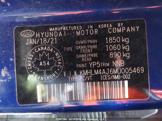 2021 Hyundai Elantra Hybrid მანქანა იყიდება აუქციონზე, vin: KMHLM4AJ6MU005469, აუქციონის ნომერი: 12547394