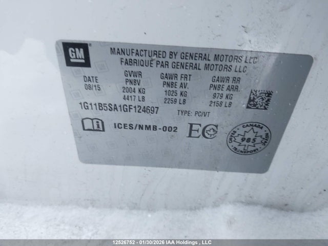 1G11B5SA1GF124697 Chevrolet Malibu Limited Ls