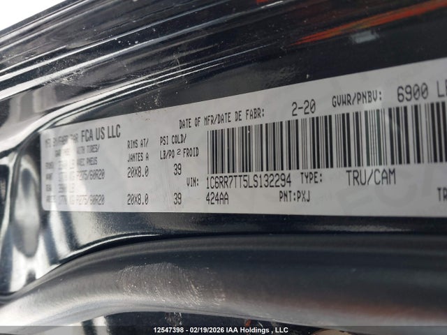 Aukcja sprzedaży 2020 Dodge Ram 1500, vin: 1C6RR7TT5LS132294, numer aukcji: 12547398