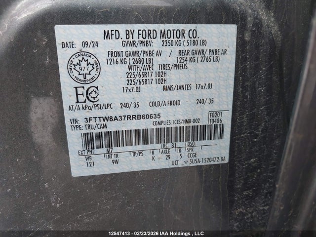 3FTTW8A37RRB60635 Ford Maverick Xl
