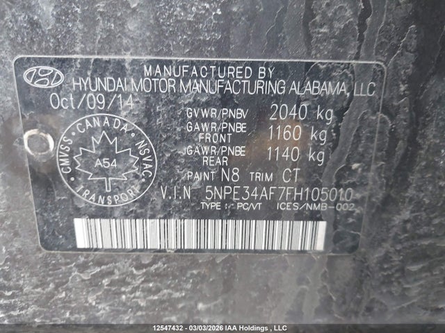 Продаж на аукціоні авто 2015 Hyundai Sonata Sport/limited, vin: 5NPE34AF7FH105010, номер лоту: 12547432