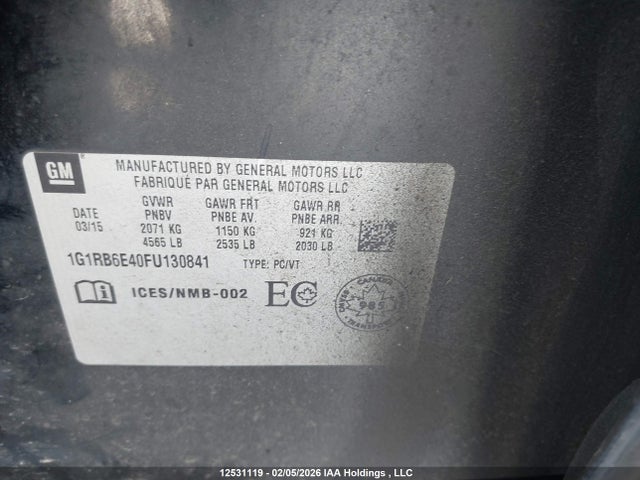 1G1RB6E40FU130841 Chevrolet Volt