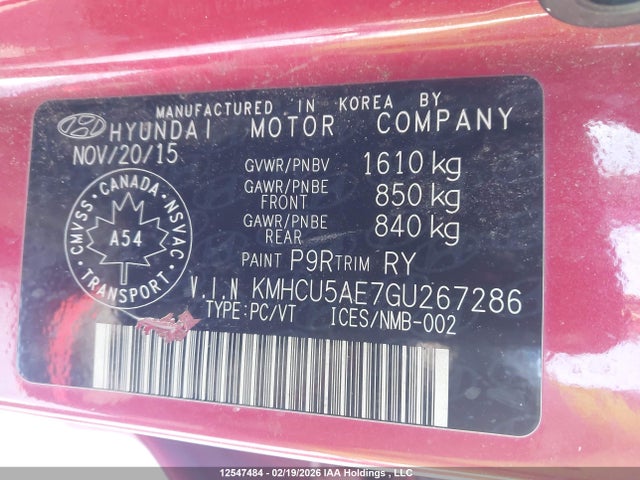 KMHCU5AE7GU267286 Hyundai Accent Sport