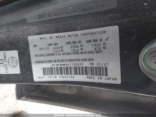 JM1BPBMMXK1130295 Mazda 3 Preferred