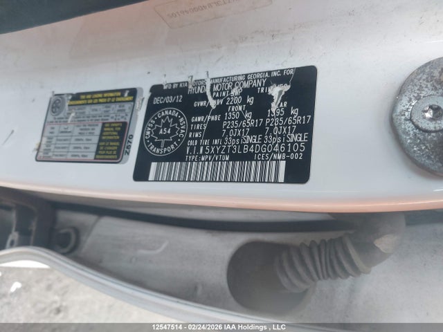 Продаж на аукціоні авто 2013 Hyundai Santa Fe, vin: 5XYZT3LB4DG046105, номер лоту: 12547514
