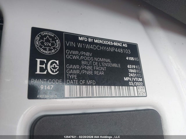 W1W4DCHY6NP448103 Mercedes-Benz Sprinter 2500