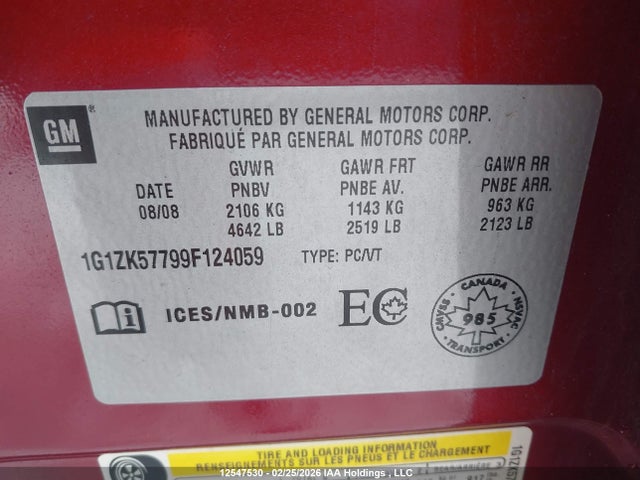 Aukcja sprzedaży 2009 Chevrolet Malibu Ltz, vin: 1G1ZK57799F124059, numer aukcji: 12547530