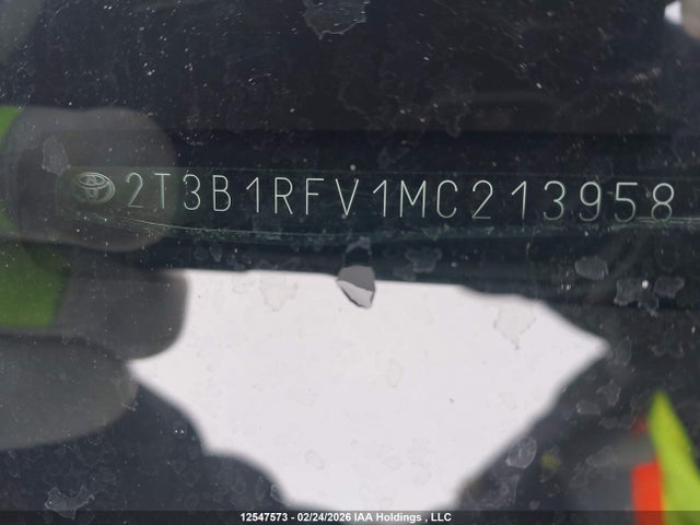 12547573 :رقم المزاد ، 2T3B1RFV1MC213958 vin ، 2021 Toyota Rav4 Le مزاد بيع