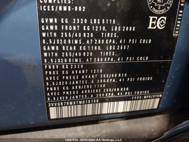 12547574 :رقم المزاد ، 3VVGR7RMXTM019158 vin ، 2026 Volkswagen Tiguan Se R-line Black مزاد بيع