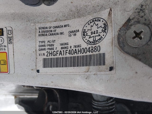 Aukcja sprzedaży 2010 Honda Civic, vin: 2HGFA1F40AH004880, numer aukcji: 12547593