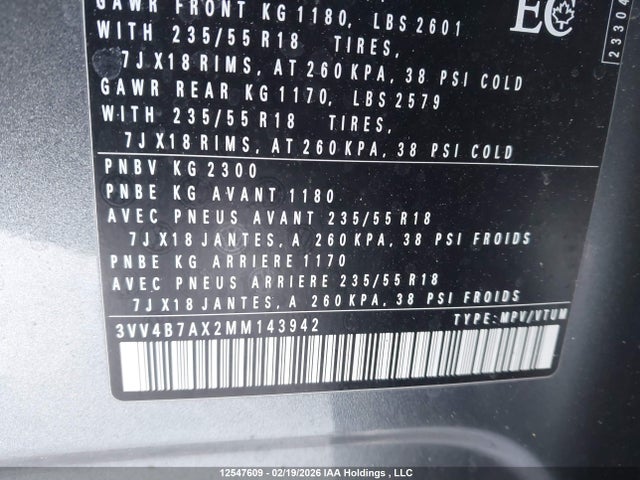 3VV4B7AX2MM143942 Volkswagen Tiguan Sel Premium R-line