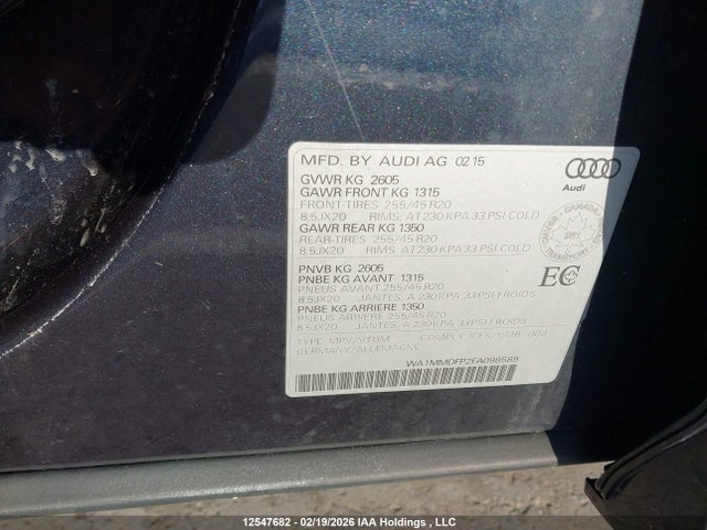 WA1MMDFP2FA098589 Audi Q5 3.0 Tdi Technik