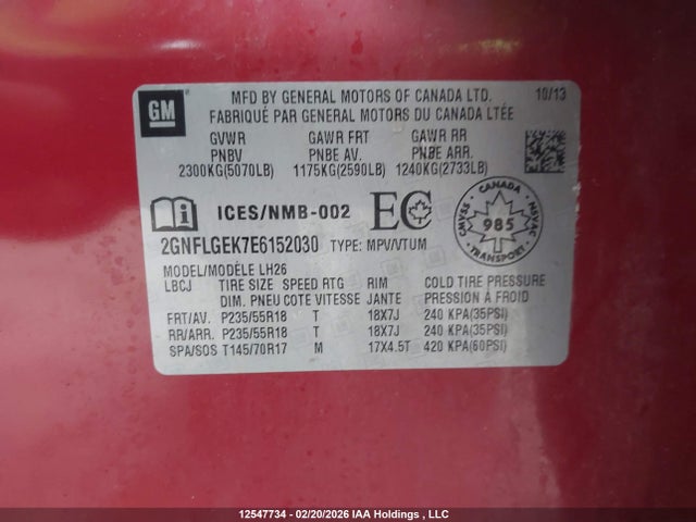 Chevrolet Equinox 2lt 2014 2GNFLGEK7E6152030 Image 9