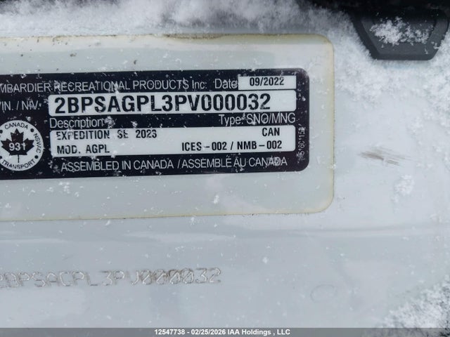 Продажа на аукционе авто 2023 Skidoo Expedition, vin: 2BPSAGPL3PV000032, номер лота: 12547738