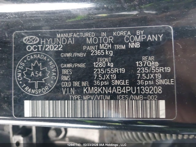Продаж на аукціоні авто 2023 Hyundai Ioniq 5, vin: KM8KN4AB4PU139208, номер лоту: 12547743