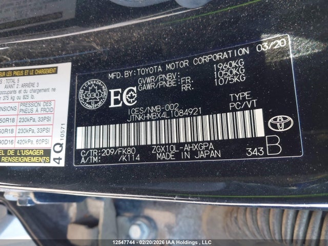 JTNKHMBX4L1084921 Toyota C-hr Xle/le/limited
