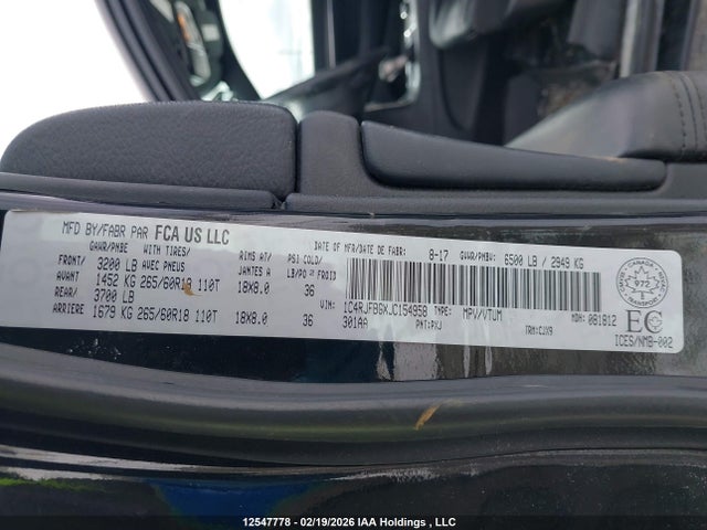 1C4RJFBGXJC154958 Jeep Grand Cherokee Limited