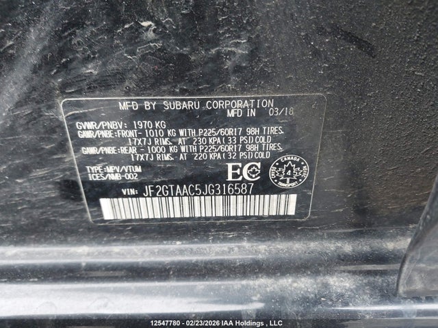 Subaru Crosstrek 2018 JF2GTAAC5JG316587 Image 19
