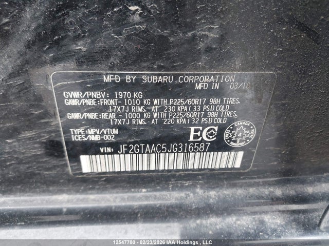 Subaru Crosstrek 2018 JF2GTAAC5JG316587 Image 9