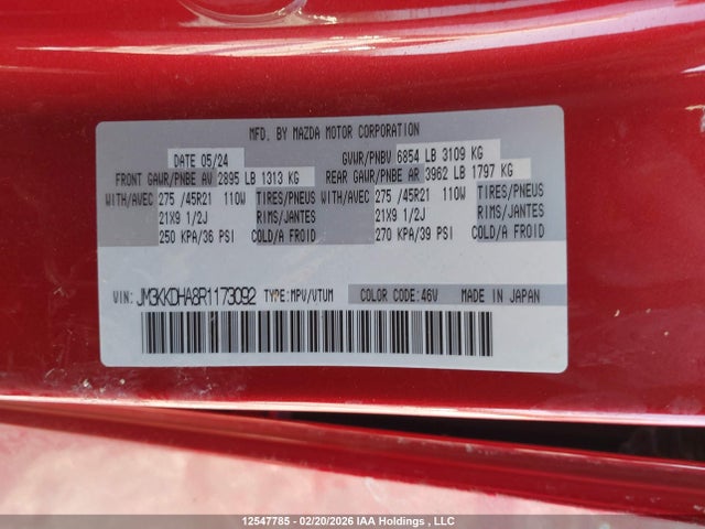 JM3KKDHA8R1173092 Mazda Cx-90 Phev Gt